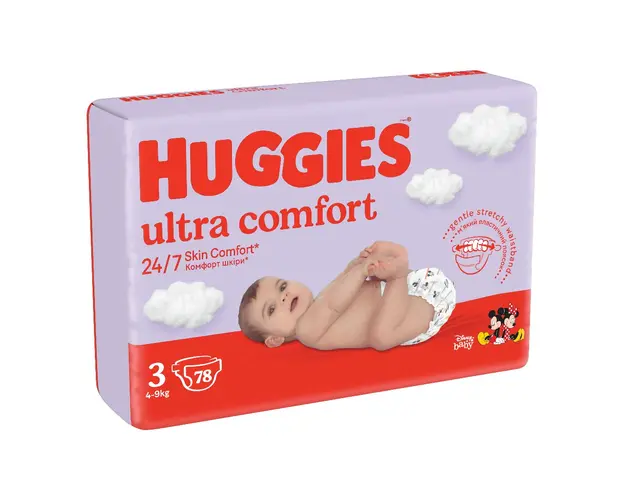 Scutece Ultra Comfort, Nr.3, 4-9kg, 78 bucati, Huggies