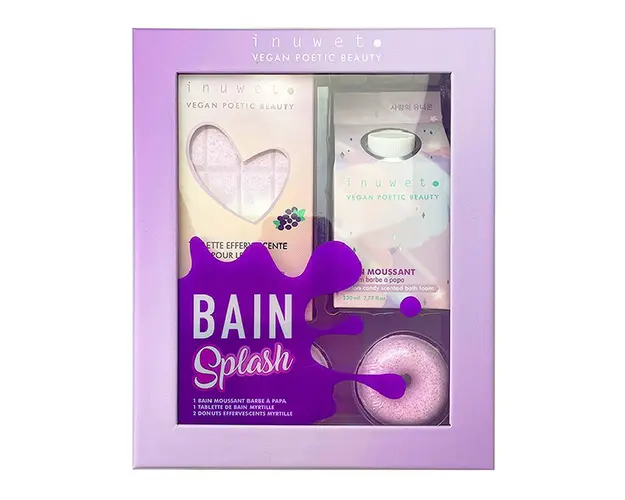 Set Splash Bath, spuma de baie, tableta si gogosi efervescente, Blueberry, Inuwet