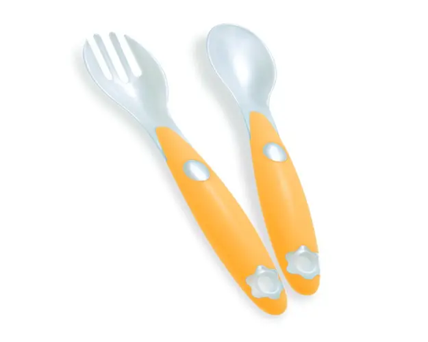 Set tacamuri furculita si lingura, galben, PUR