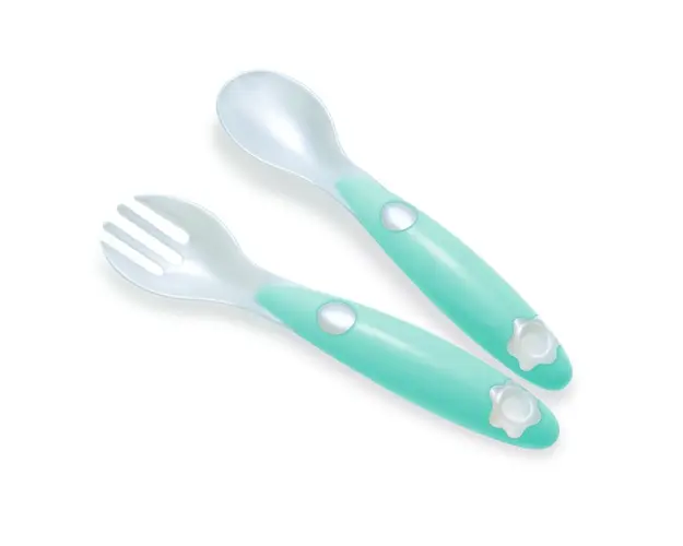 Set tacamuri furculita si lingura, verde, PUR