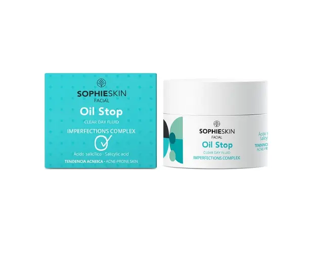 Fluid de zi hidratant pentru ten cu tendinta acneica Oil Stop, 50ml, Sophieskin