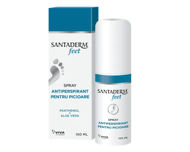 Spray antiperspirant pentru picioare Santaderm Feet, 100 ml
