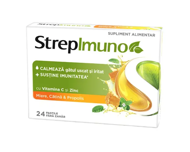 StrepImuno cu miere, catina si propolis, 24 pastile de supt, Reckitt
