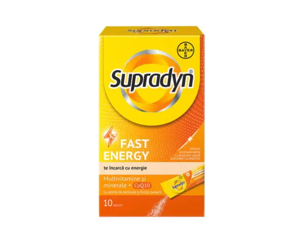 Multivitamine si minerale Supradyn Fast Energy, 10 plicuri, Bayer