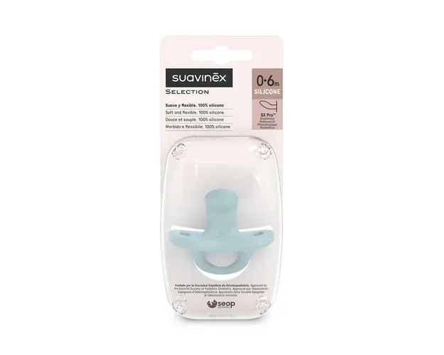 Suzeta anatomica din silicon SX Pro Colour Essence, 0-6 luni, albastru, 1 bucata, Suavinex