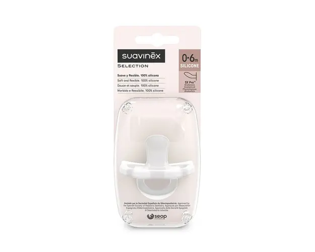 Suzeta anatomica din silicon SX Pro Colour Essence, 0-6 luni, transparent, 1 bucata, Suavinex