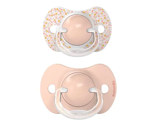 Suzeta fiziologica din silicon Dreams, 6-18 luni, piersica, 2 bucati, Suavinex
