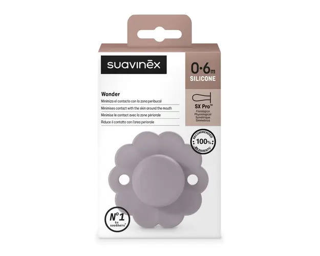 Suzeta fiziologica din silicon SX Pro Wonder, 0 - 6 luni, Lavanda, 1 bucata, Suavinex