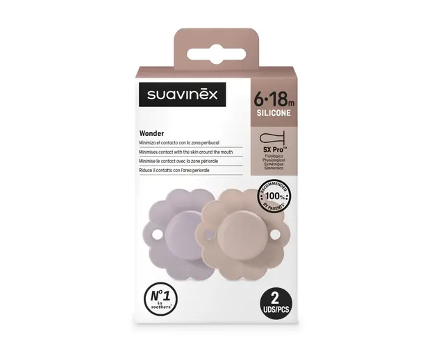 Suzete fiziologice din silicon SX Pro Wonder, 6 - 18 luni, Lavanda Roz, 2 bucati, Suavinex
