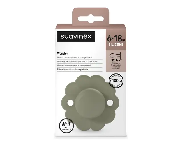 Suzeta fiziologica din silicon Wonder, 6-18 luni, verde, 1 bucata, Suavinex
