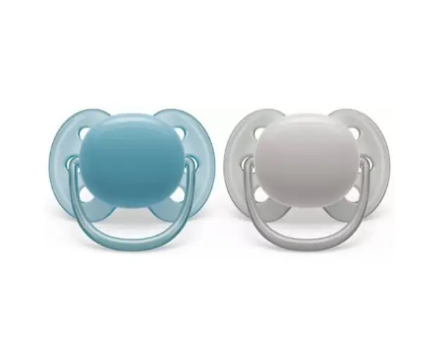 Suzete ultra soft, 6-18 luni, 2 bucati, bleu/gri, SCF091/17, Avent