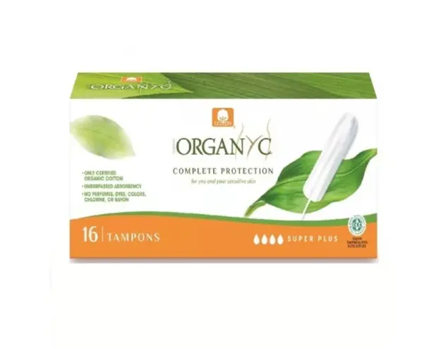 Tampoane din bumbac organic Super Plus, 16 bucati, Organyc