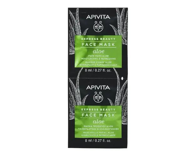 Masca de fata hidratanta cu extract de aloe Express, 2*8 ml, Apivita