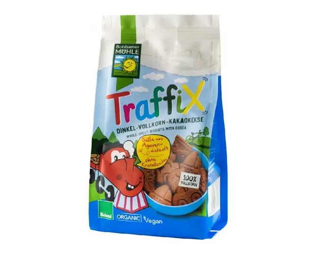 Biscuiti bio din grau spelta si cacao indulciti cu agave Traffix, 125g, Bohlsener Muhle