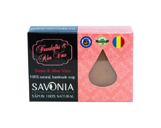 Sapun Natural Trandafiri si Aloe Vera, 90g, Savonia