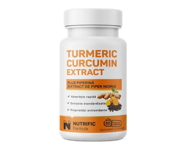 Turmeric Curcumin Extract plus Piperina 500mg, 60 capsule vegetale, Nutrific