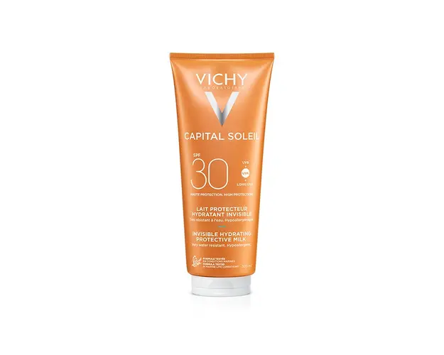 Lapte hidratant pentru protectie solara fata si corp SPF 30+ Capital Soleil, 300ml, Vichy