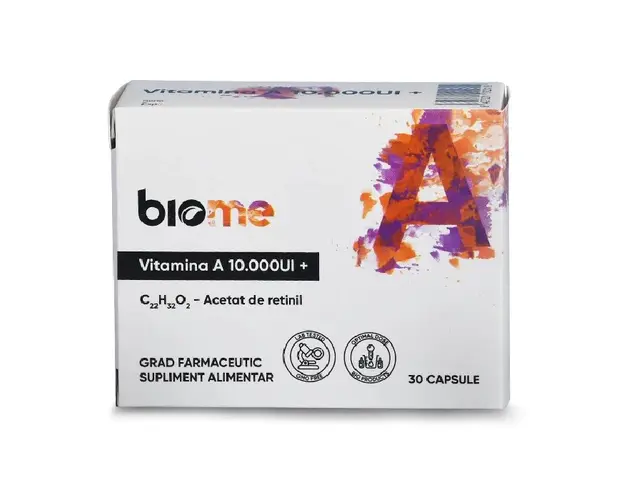 Vitamina A (acetat de retinil) 10.000UI+, 30 capsule, Biome