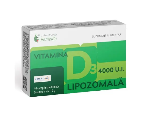 Vitamina D3 4000UI Lipozomala, 40 comprimate, Remedia