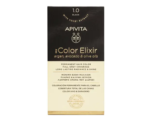 Vopsea de par My Color Elixir, Black N1.0, 155 ml, Apivita