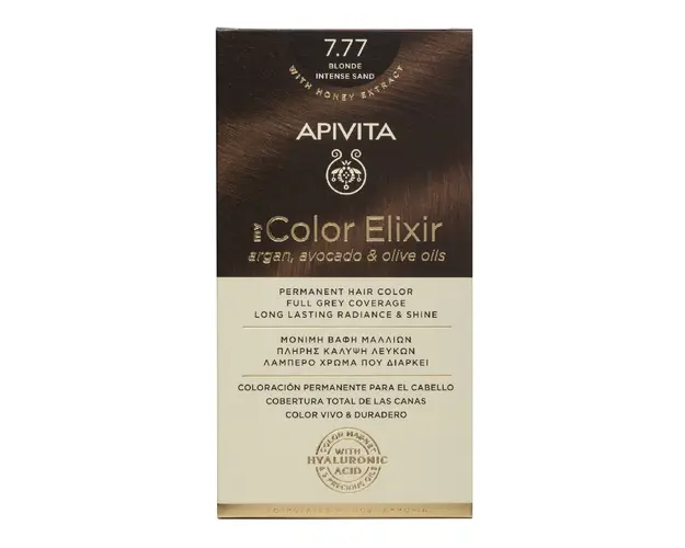 Vopsea de par My Color Elixir Blonde Intense Sand 7.77, 155 ml, Apivita