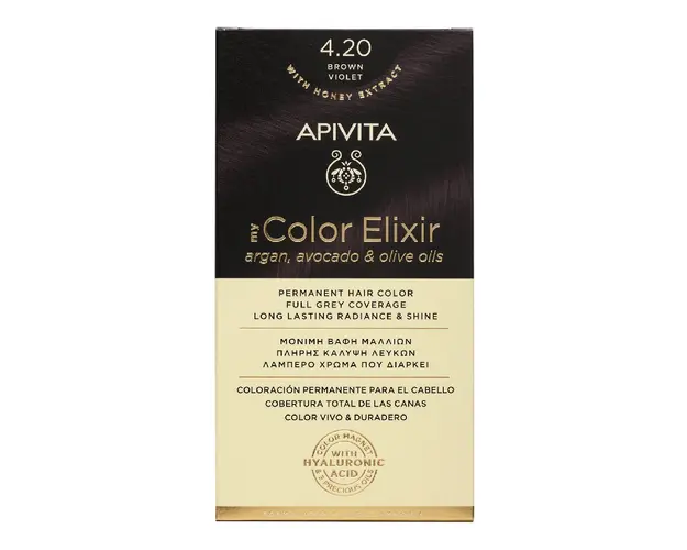 Vopsea de par My Color Elixir, Brown Violet N4.2, 155 ml, Apivita