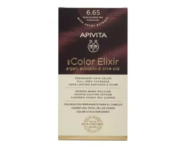 Vopsea de par My Color Elixir Dark Blonde Intense Red Mahogany 6.65, 155 ml, Apivita