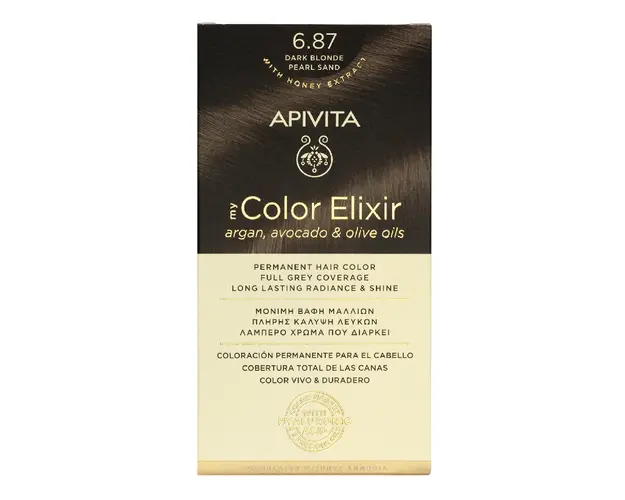 Vopsea de par My Color Elixir, Dark Blonde Pearl Sand N6.87, 155 ml, Apivita