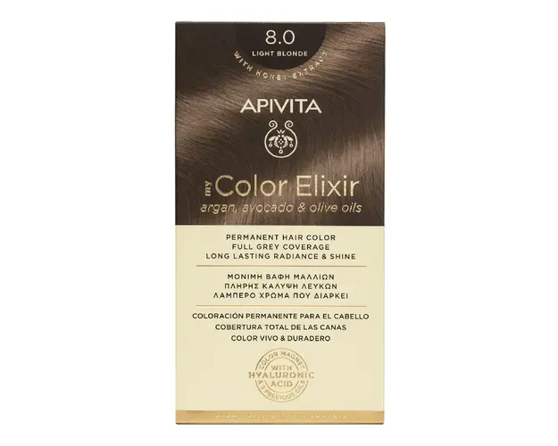 Vopsea de par My Color Elixir, Light Blonde N8.0, 155 ml, Apivita