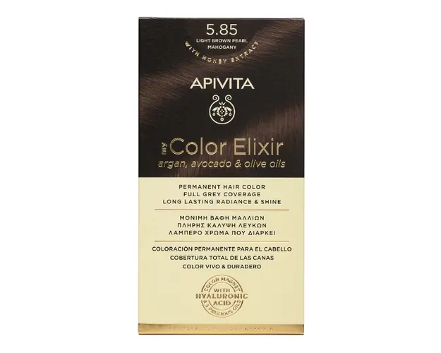 Vopsea de par My Color Elixir, Light Brown Pearl Mahogany N5.85, 155 ml, Apivita