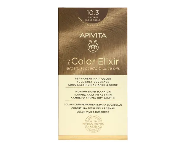 Vopsea de par My Color Elixir, Platinum Blonde Gold N10.3, 155 ml, Apivita