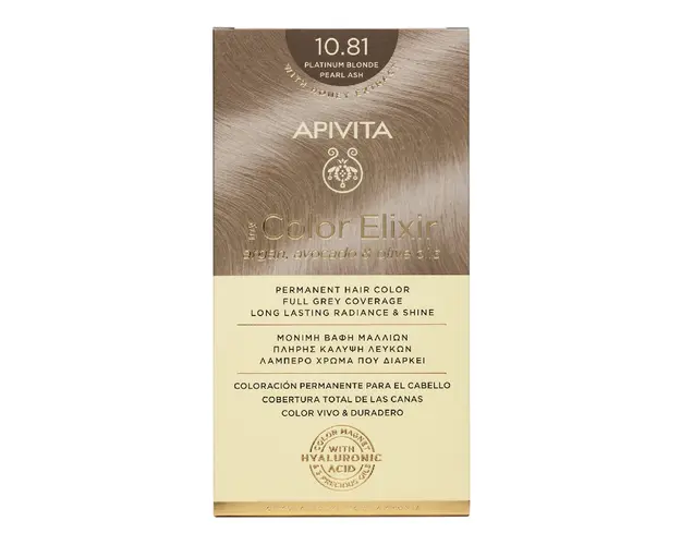 Vopsea de par My Color Elixir, Platinum Blonde Pearl Ash N10.81, 155 ml, Apivita