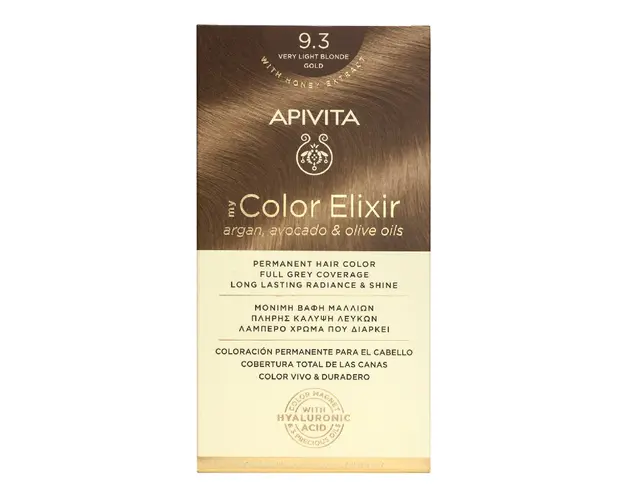 Vopsea de par My Color Elixir, Very Light Blonde Gold N9.3, 155 ml, Apivita